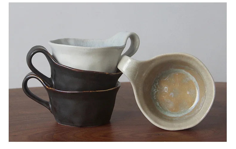 Ceramic espresso cup handcrafted kiln-glazed with matching saucer