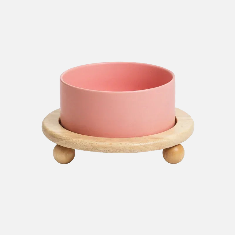 pet feeding bowl ceramic bowls with elevated wooden stand large capacity