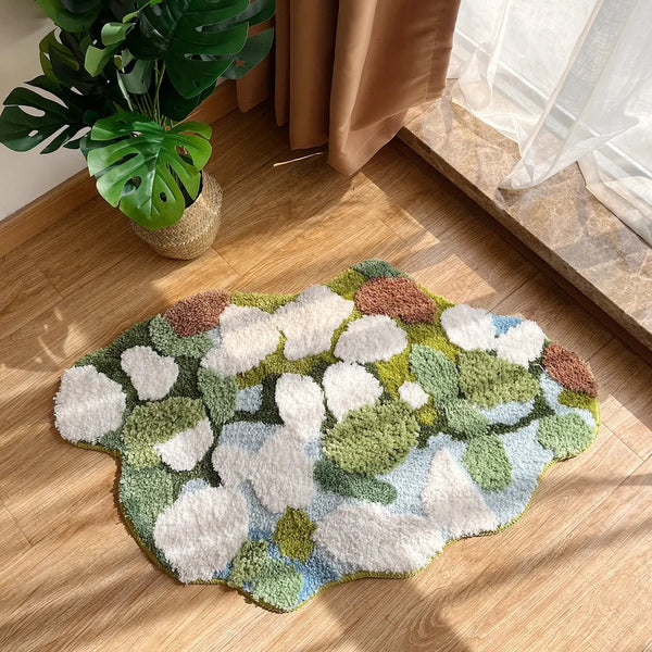 Abstract Forest Moss Tufted Accent Rug