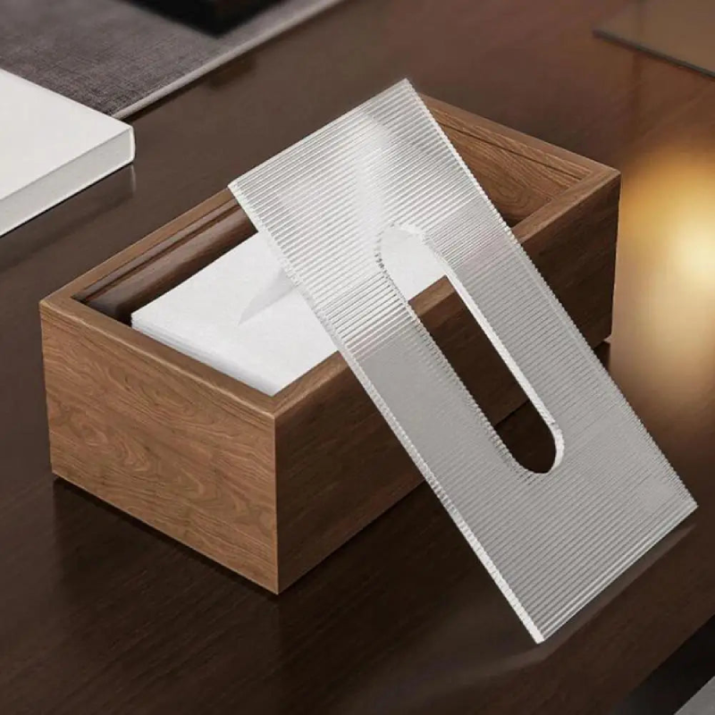 Napkin Holder for Home Wood Tissue Box Light Luxury Desktop Napkin Organizer with Acrylic Lid for Room