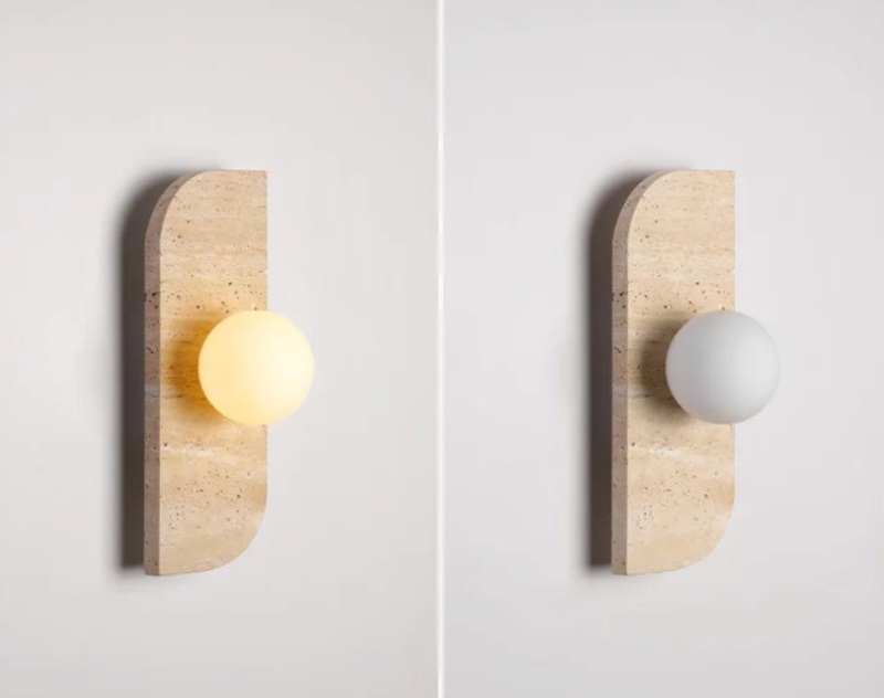 Natural travertine wall sconce glass globe wall lamp