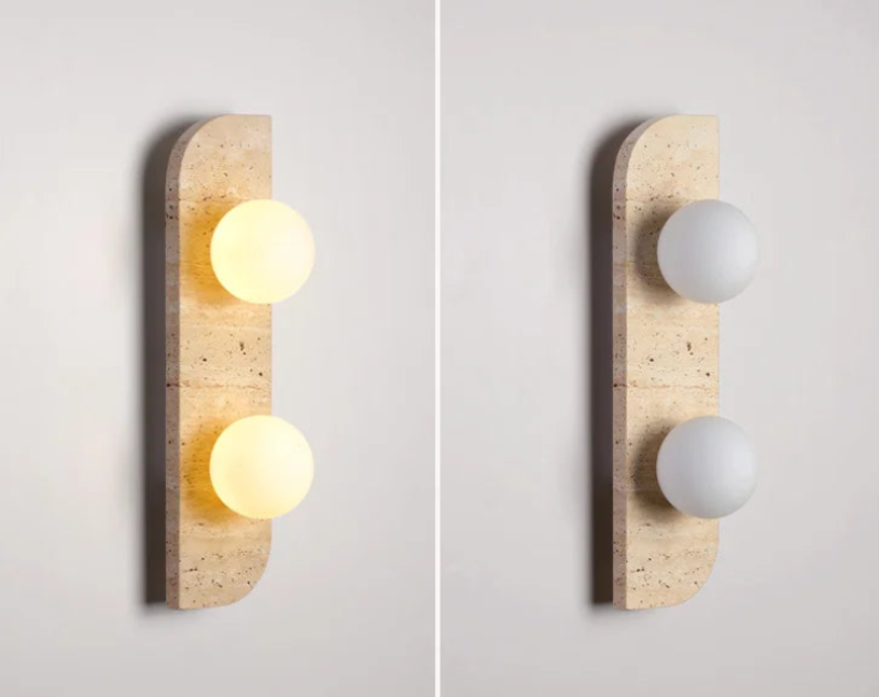 Natural travertine wall sconce glass globe wall lamp