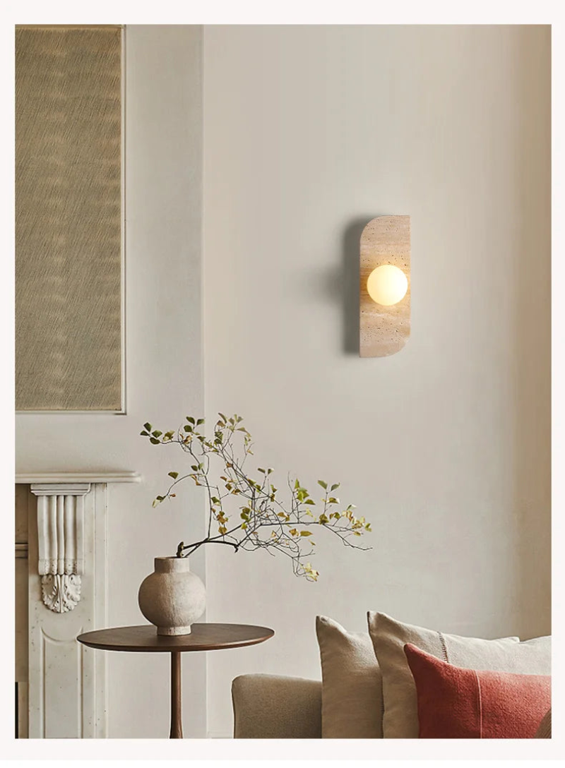 Natural travertine wall sconce glass globe wall lamp