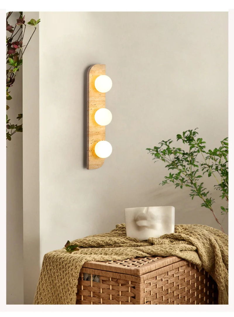 Natural travertine wall sconce glass globe wall lamp