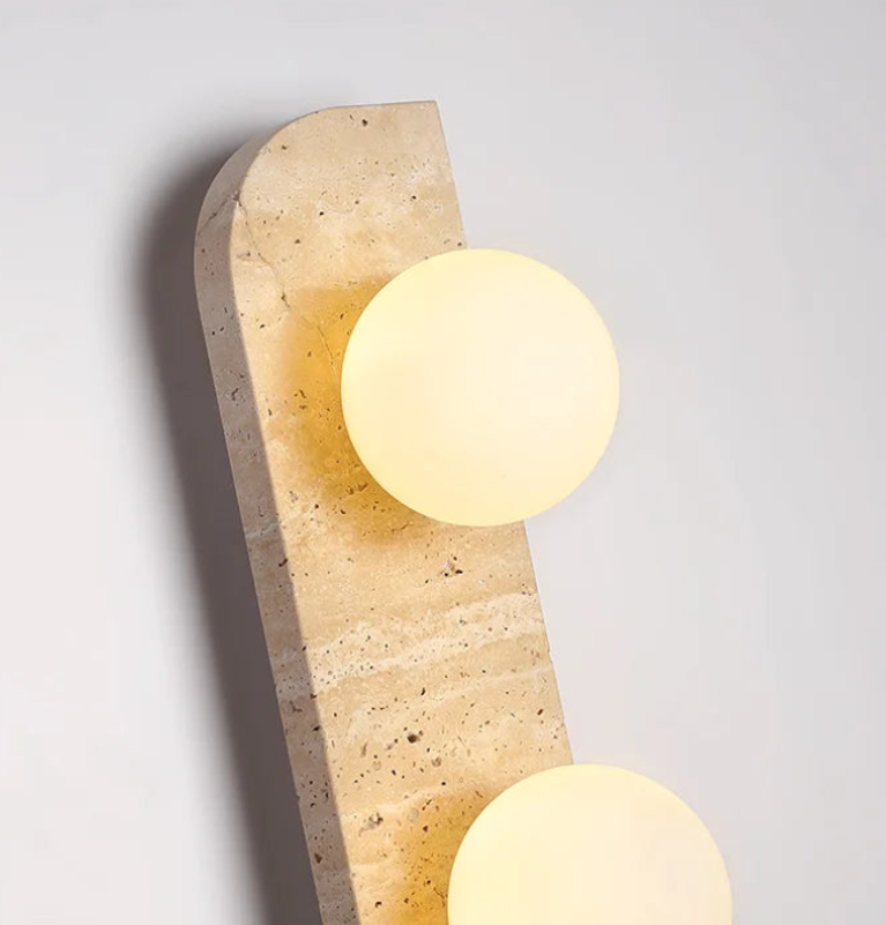 Natural travertine wall sconce glass globe wall lamp