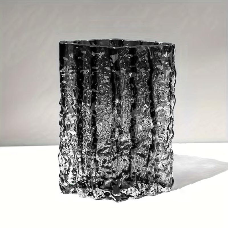 Arctic Ice Textured Glass Vase