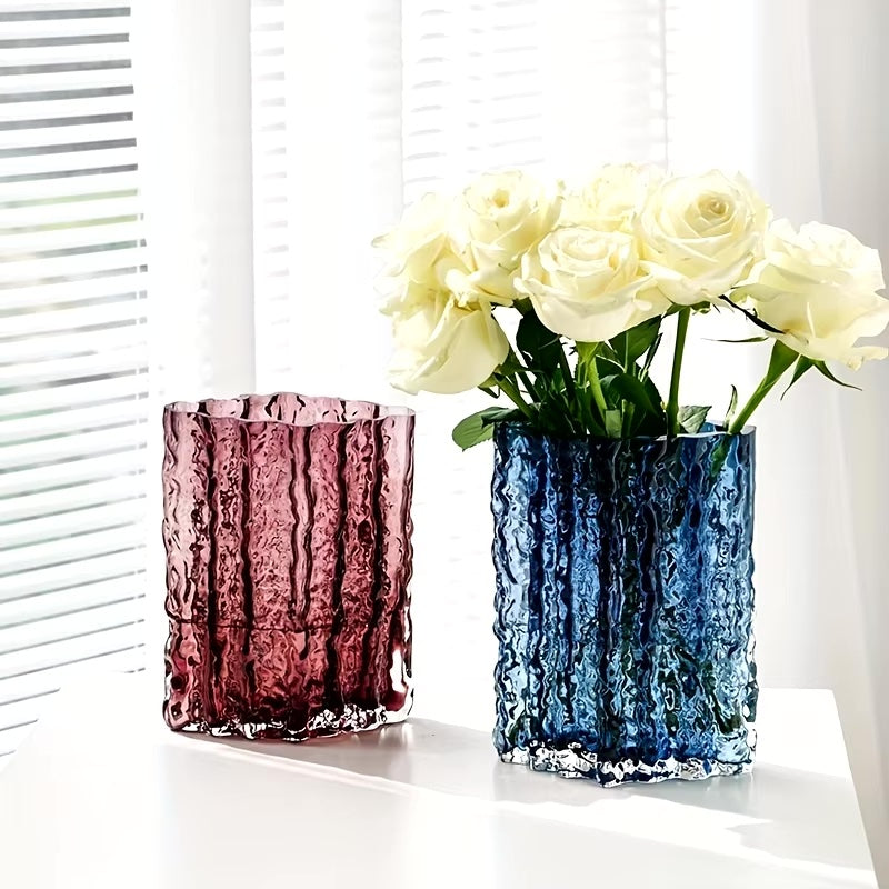 Arctic Ice Textured Glass Vase