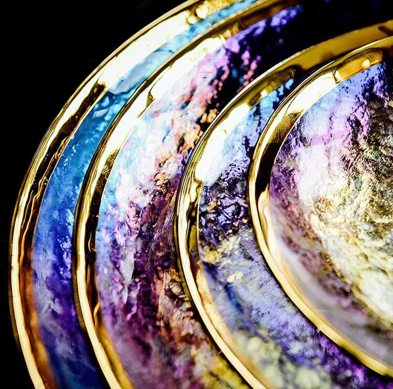 Gold Edge Glass Plate & Bowl