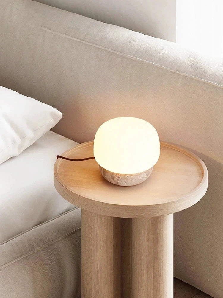 travertine stone mushroom LED lamp floor table lamp