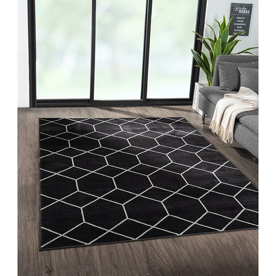 Tapis tissé géométrique en treillis Averie