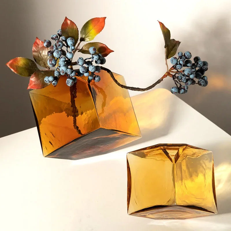 Cube Block Glass Vase