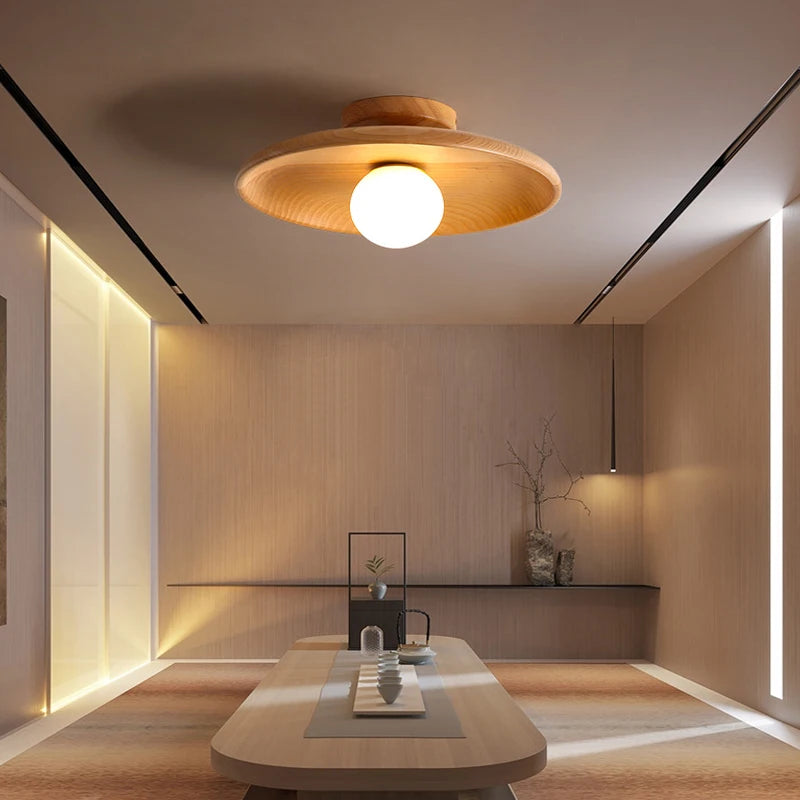 Wooden Disc Wooden Ceiling Lamp minimalist wooden ceiling light