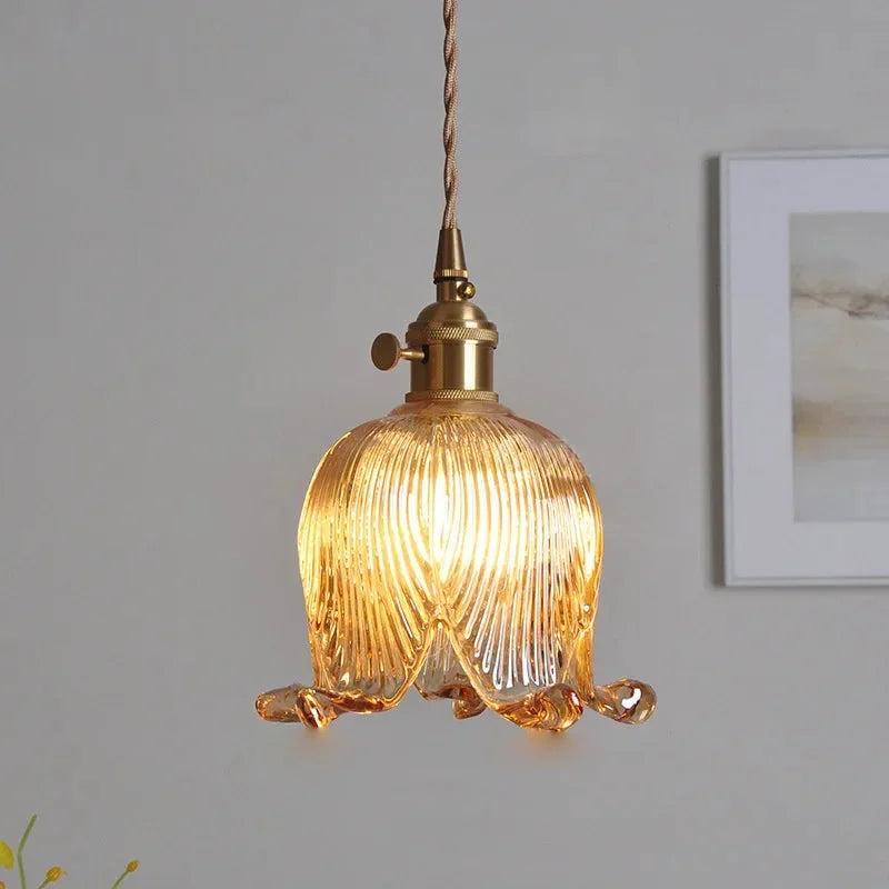 Glass Pendant Lights petal-shaped glass chandelier pendant light with adjustable cord