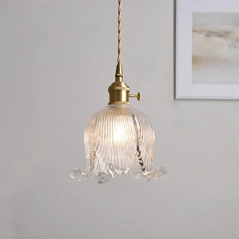 Glass Pendant Lights petal-shaped glass chandelier pendant light with adjustable cord