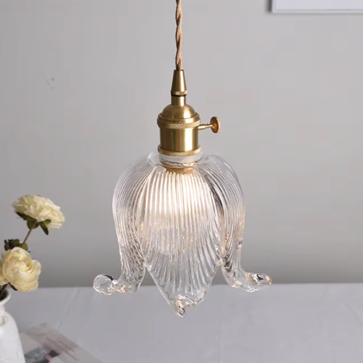 Glass Pendant Lights petal-shaped glass chandelier pendant light with adjustable cord