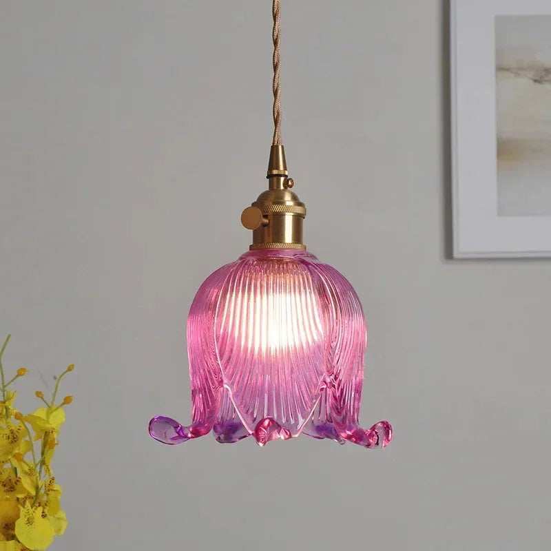 Glass Pendant Lights petal-shaped glass chandelier pendant light with adjustable cord