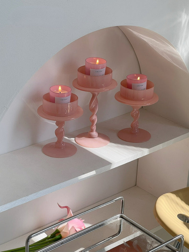 Blush Pink Candle Holder Pillar