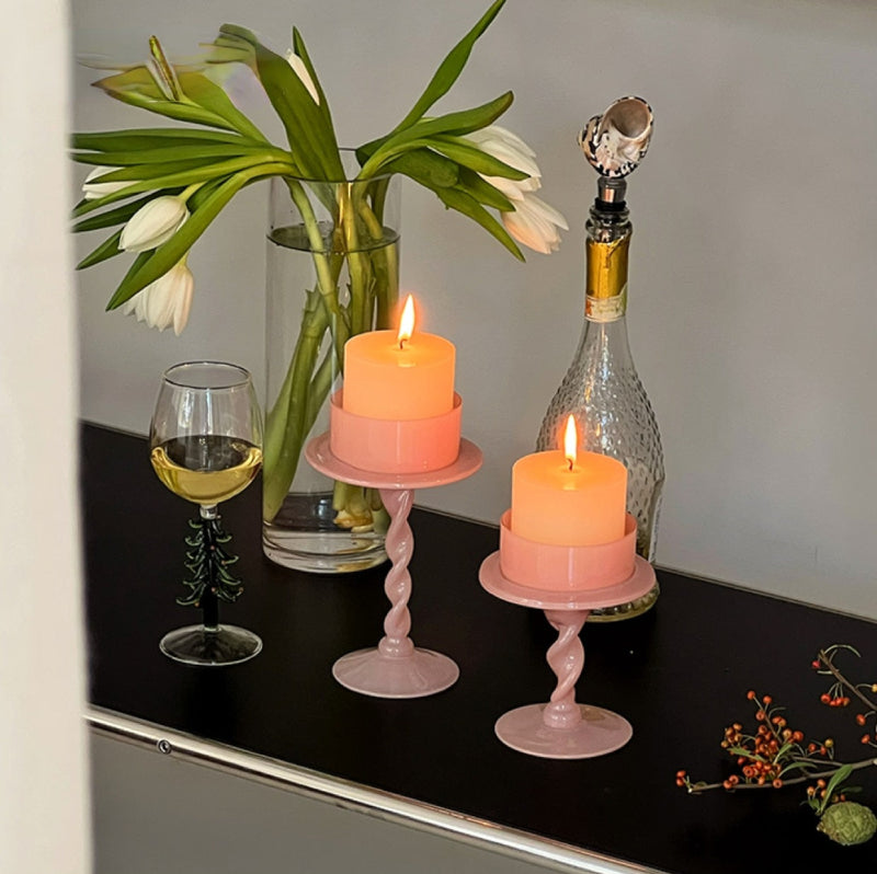 Blush Pink Candle Holder Pillar