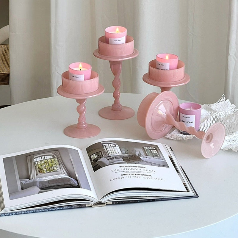 Blush Pink Candle Holder Pillar