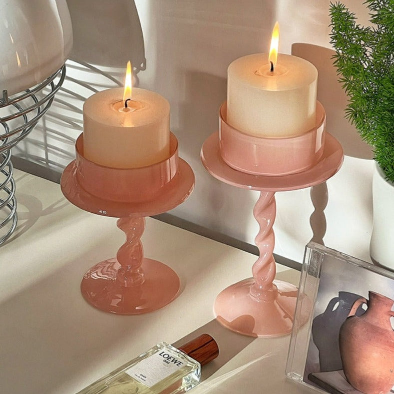 Blush Pink Candle Holder Pillar