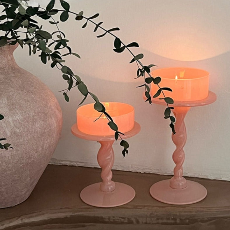 Blush Pink Candle Holder Pillar