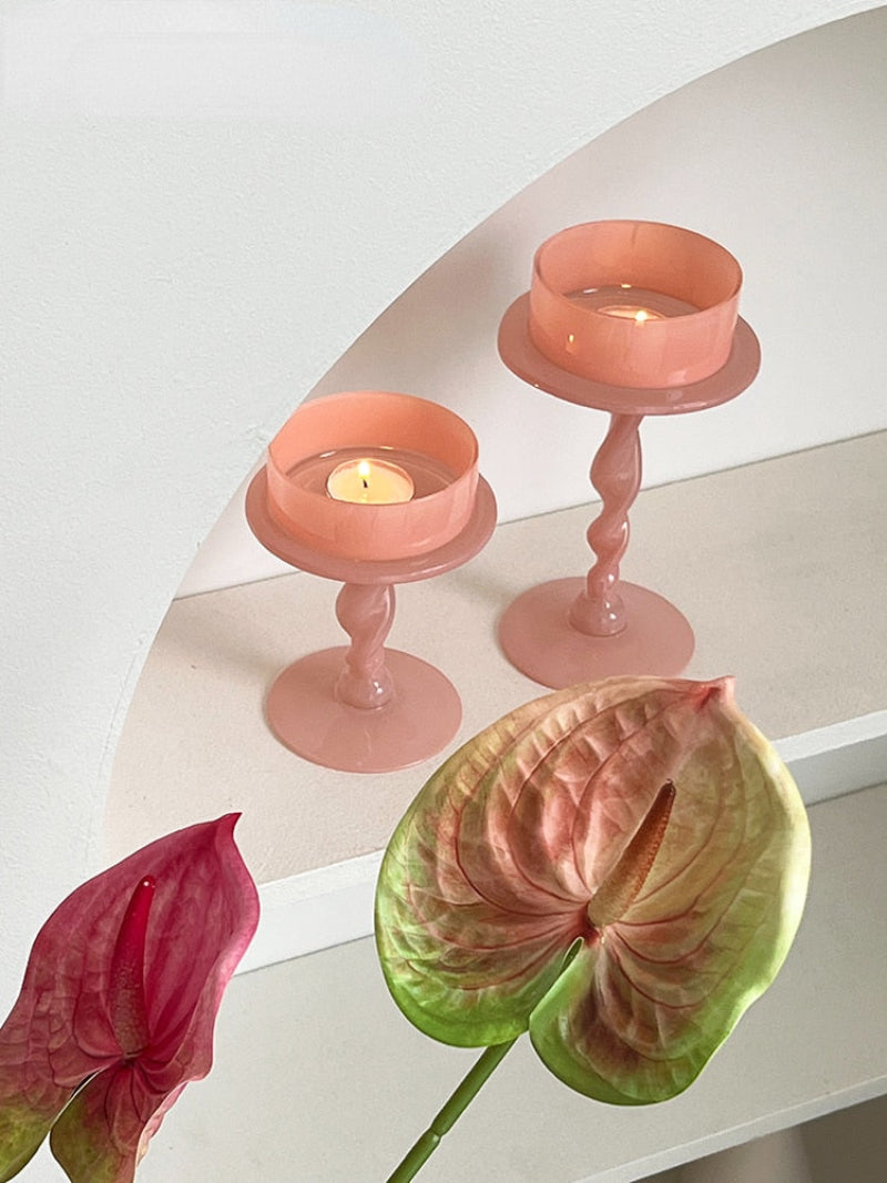 Blush Pink Candle Holder Pillar