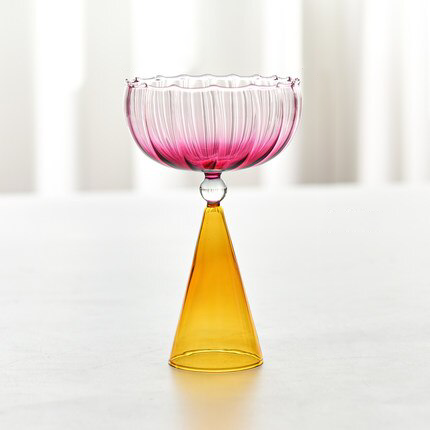 Retro Creative Cocktail Glasses tinted glass textured design with glass bead