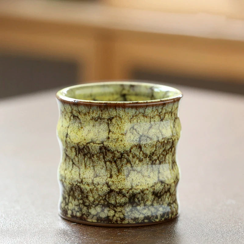 kiln-fired glazed porcelain  ceramic tea cup marbling pattern ripple teacup