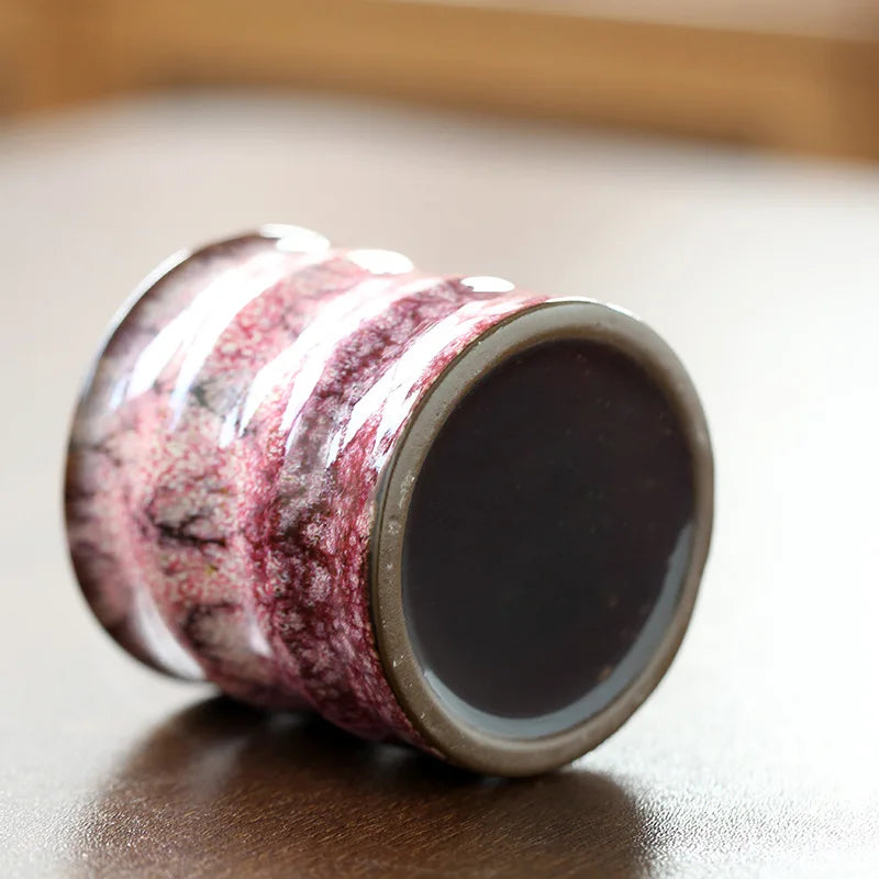 kiln-fired glazed porcelain  ceramic tea cup marbling pattern ripple teacup