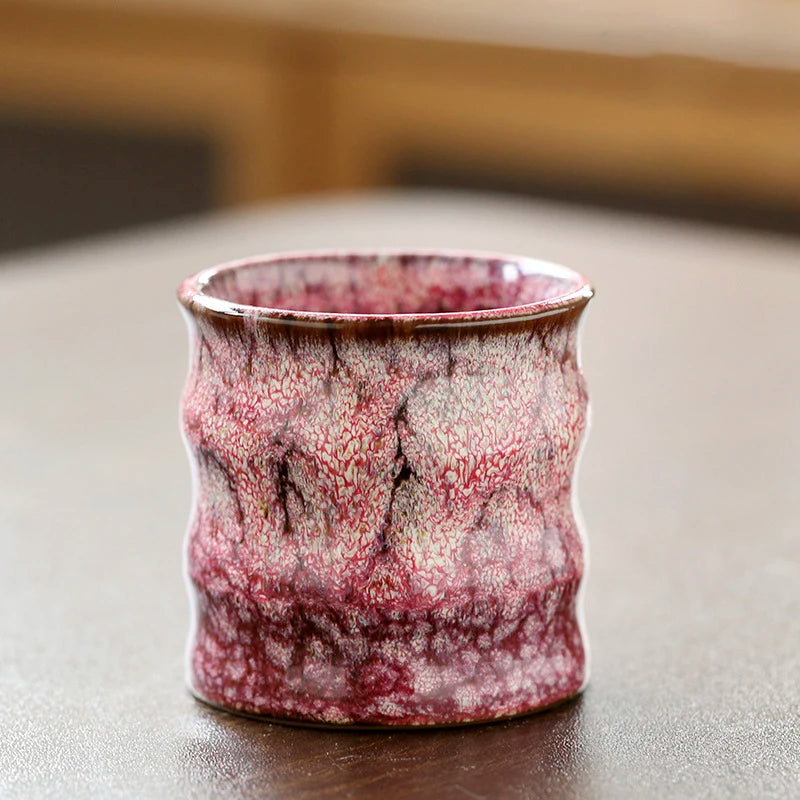 kiln-fired glazed porcelain  ceramic tea cup marbling pattern ripple teacup