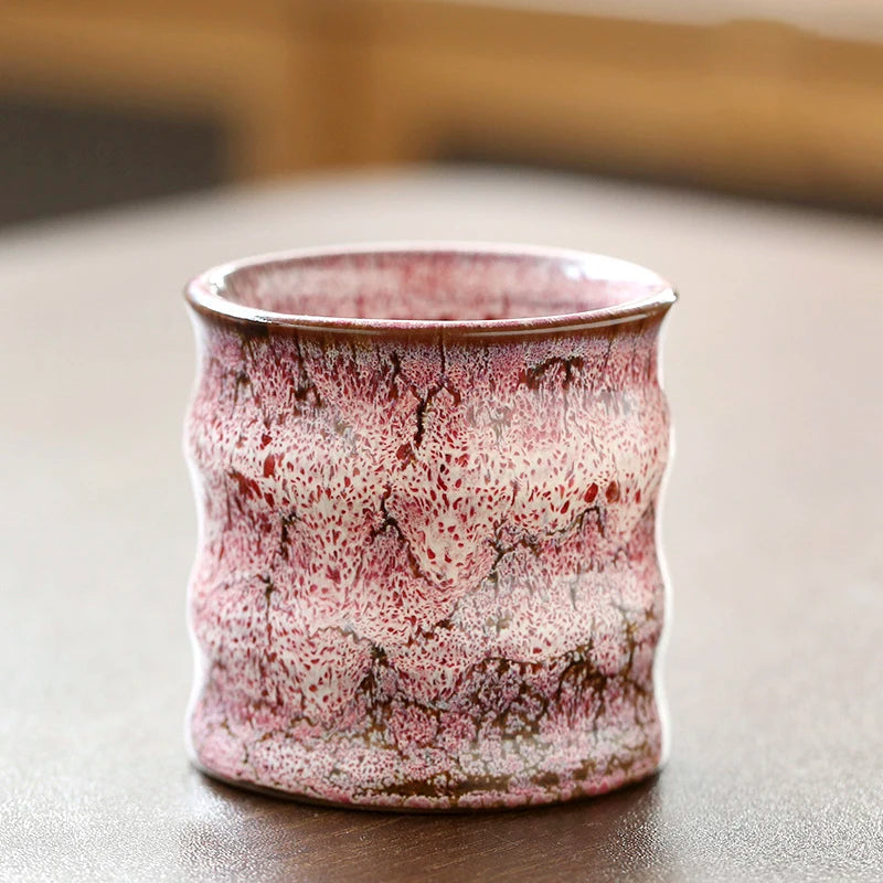 kiln-fired glazed porcelain tea cup marbling pattern ripple teacup