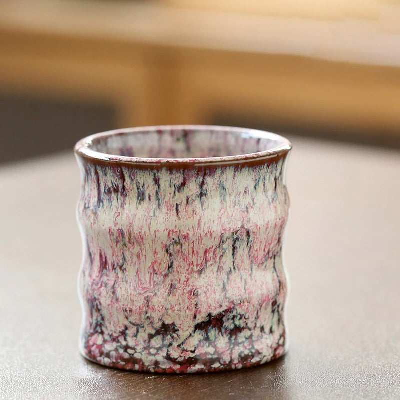 kiln-fired glazed porcelain tea cup marbling pattern ripple teacup