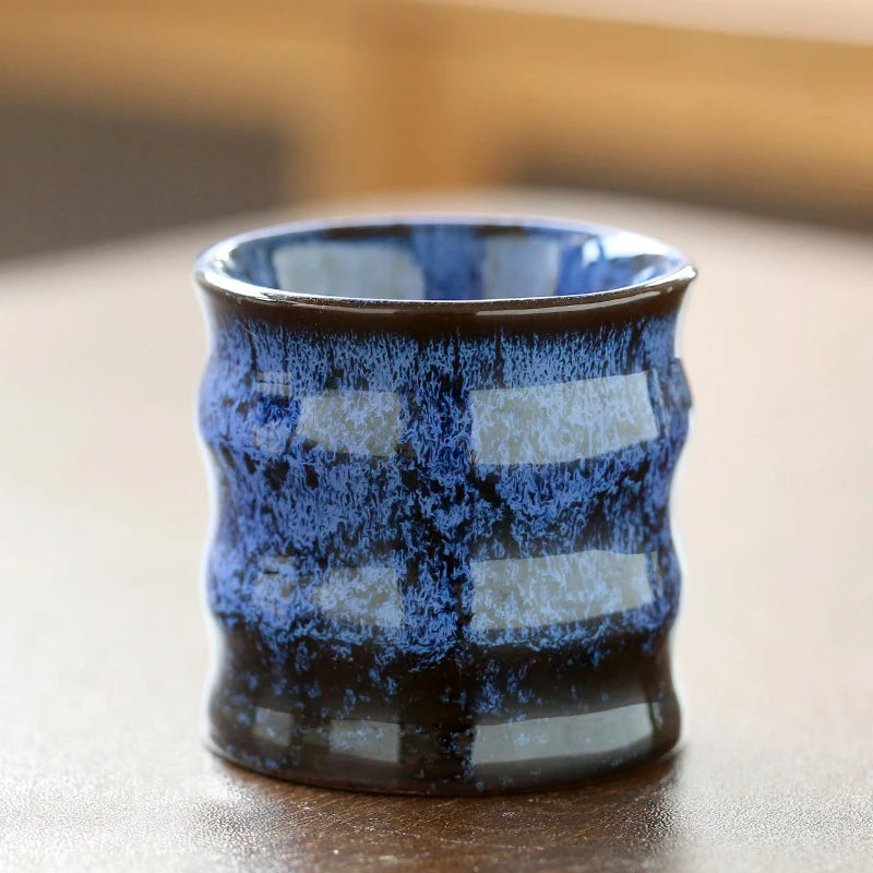 kiln-fired glazed porcelain tea cup marbling pattern ripple teacup