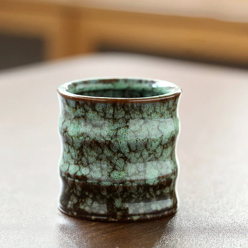 kiln-fired glazed porcelain  ceramic tea cup marbling pattern ripple teacup