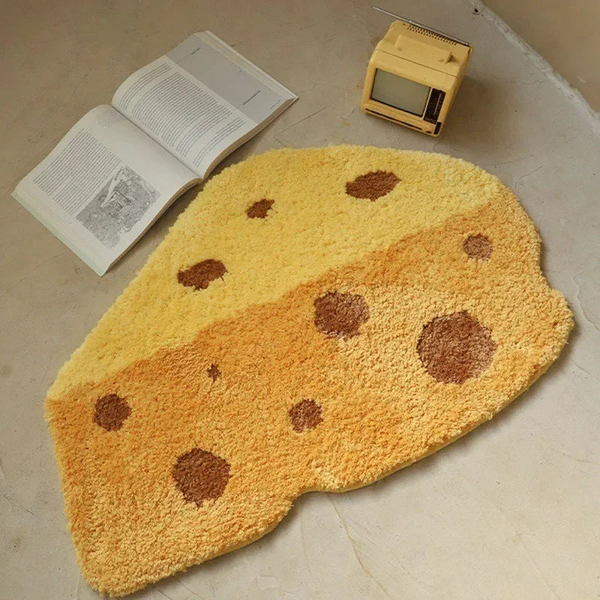 Cute Cheese Tufting Rugs for Bedroom Plush Fluffy Cartoon Carpets Living Room Decor Area Rug Soft Non-slip Flocking Floor Mats