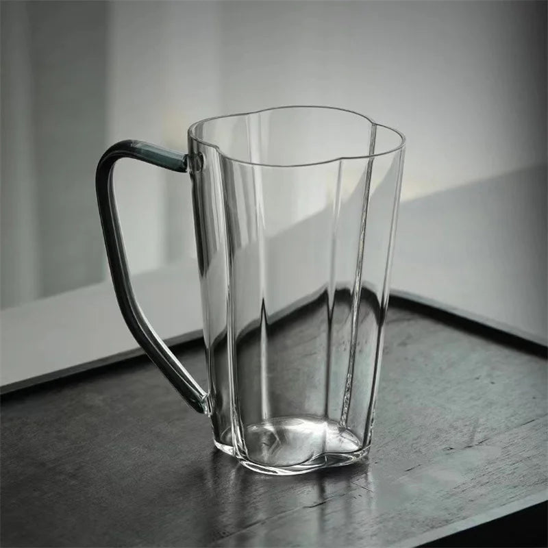 Clover fluted glass mug borosilicate tall glass mug for hot and cold beverages