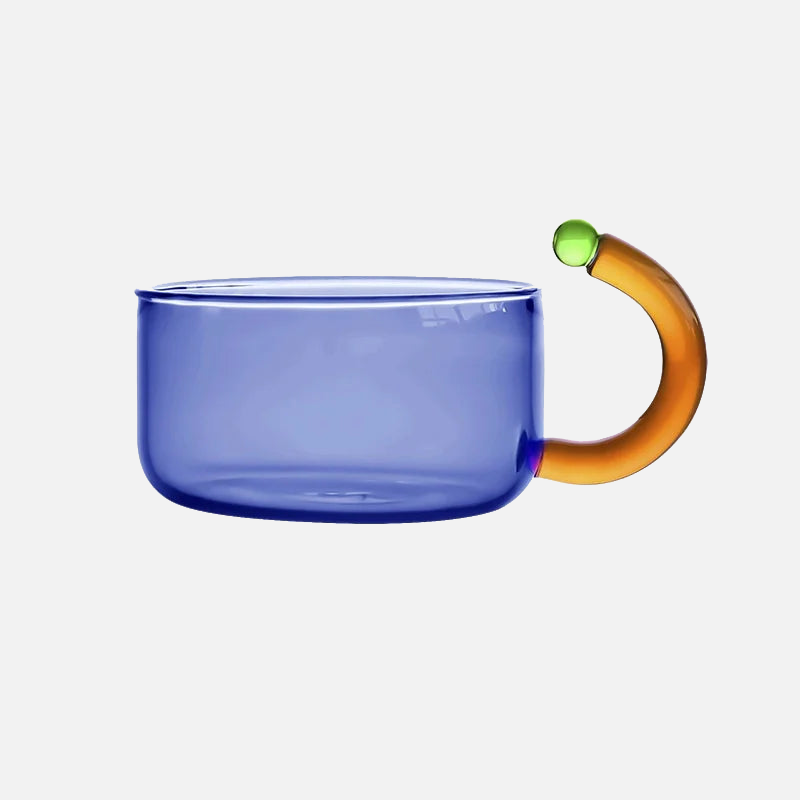 colorful design glass teapot with filter and cup