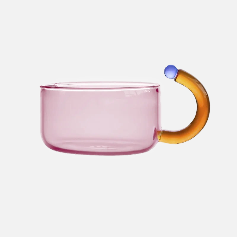 colorful design glass teapot with filter and cup