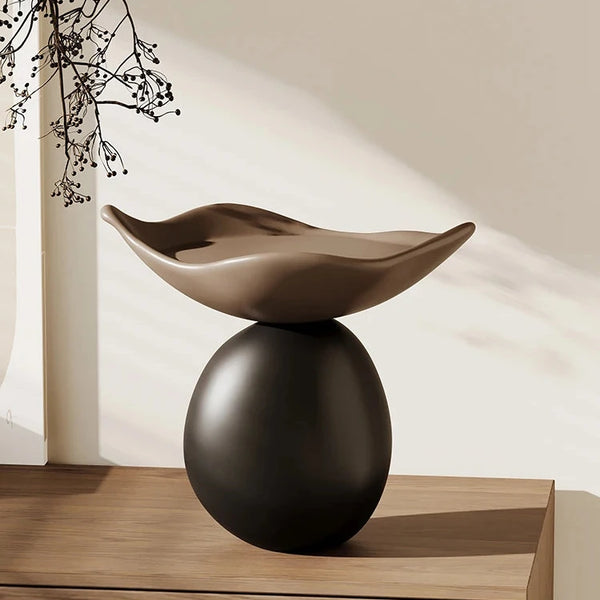 Modern sculptural decorative bowl resin storage tray