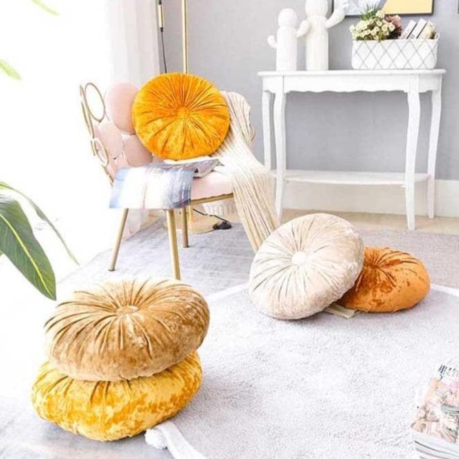 European Style Round Solid Seat Cushion Velvet Fabric Back Cushion Sofa Pillow Bed Pillow