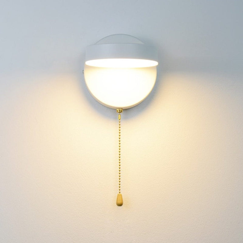 white Disk Rotate Metal LED Wall Lamp with Pull Chain