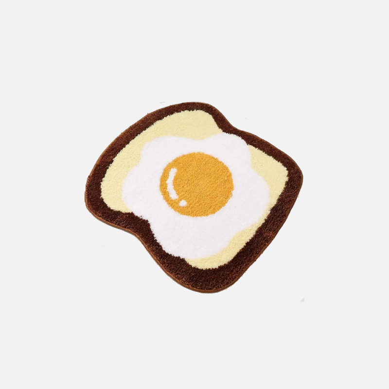 Cozy egg on toast plush nonslip bathroom mat