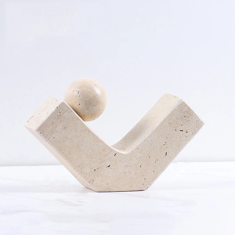 minimalist travertine marble stone sculptures for home decor 