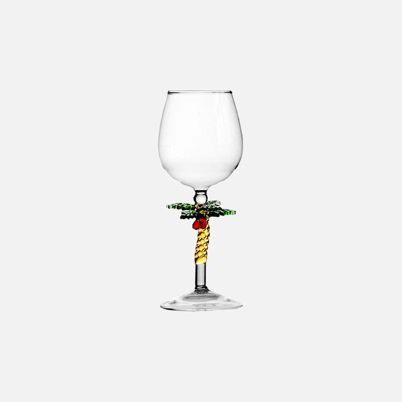 Wine glass with whimsical nature-inspired stems