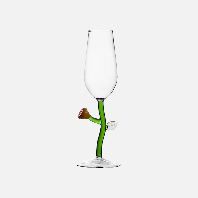 Wine glass with whimsical nature-inspired stems