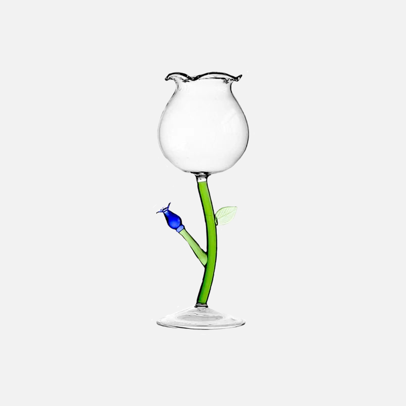 Wine glass with whimsical nature-inspired stems