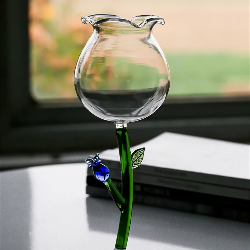 Wine glass with whimsical nature-inspired stems