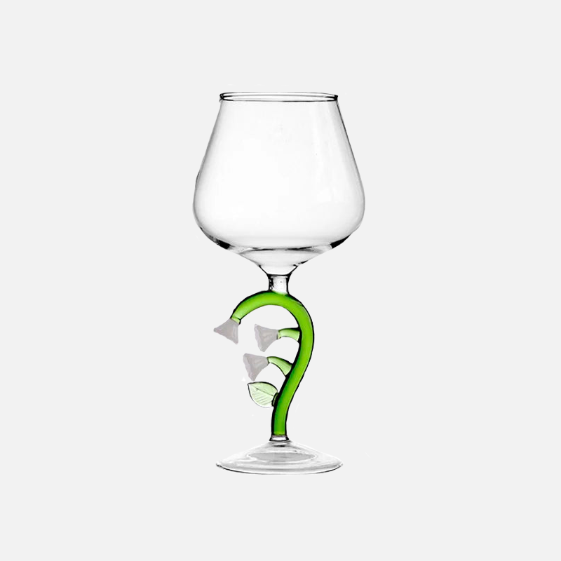 Wine glass with whimsical nature-inspired stems