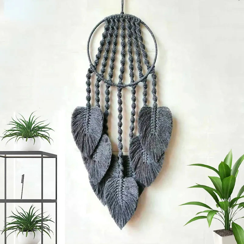 Handmade macramé wall hanging feather boho décor cotton dream catcher