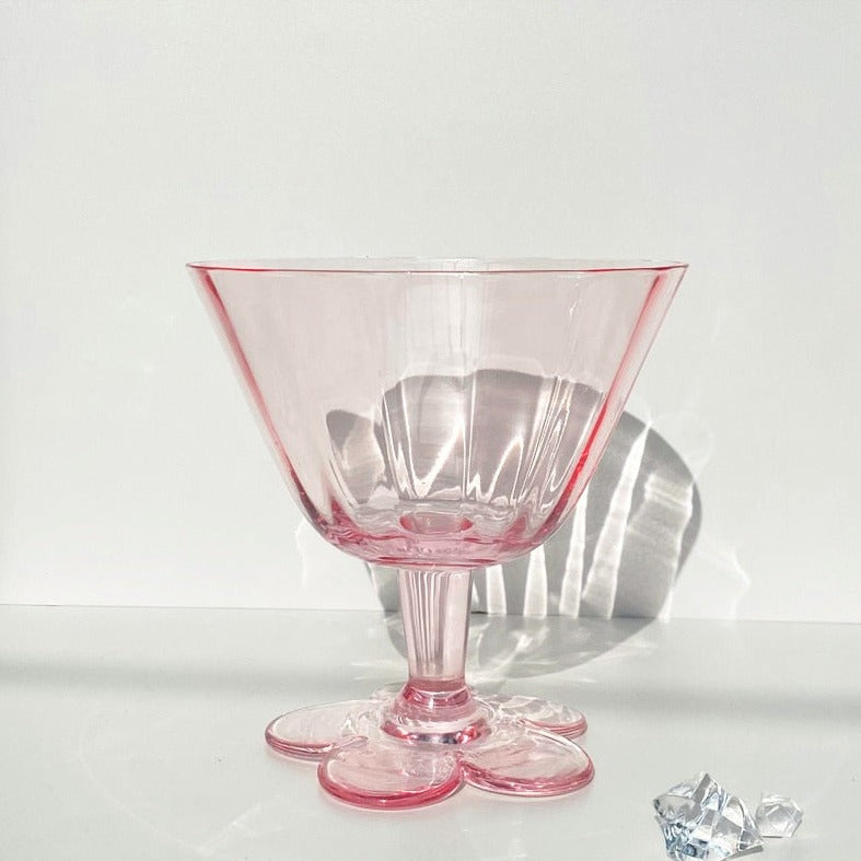 flower stem coupe cocktail pink glass 